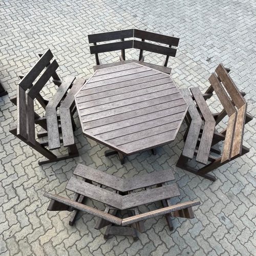 Picnic Table Set – Eight Sided (Loose Benches with Backrest)