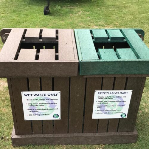 Double recycling bin (930 x 535 x 730H) FLIP LIDS